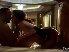 Anal, Gros cul, Grosse bite, Gorge profonde, Double pénétration, Jarretelles, Tatouage, Plan cul à trois