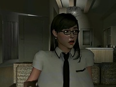 3d, アジア人, デカパイ, 生徒, 教師