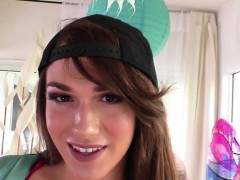 デカパイ, フェラチオ, 下着, シーメール