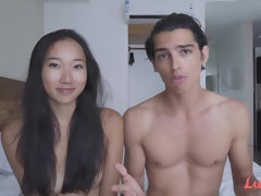 Young Asian Luna intimate with her boyfriend James in the hotel room