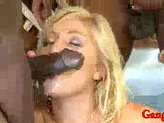 Blondie, big-tits, gangbang