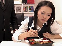 Asiatisch, Blasen, Süss, Füsse, Hd, Japanische massage, Büro, Strumpfhose