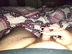 Scratching nails, scratching penis, fat guy gets handjob