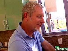 Stepdaughter Ariana Grand eats jizz after riding older knob