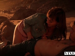 Lieveling, Strand, Bruinharig, Diep in de keel, Hd, Natuurlijke tieten, Buiten, Geschoren