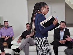 Ebony Cali Calientes training turns into gangbang