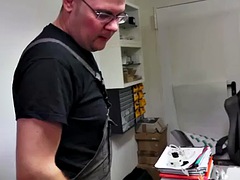 German blonde gets nerdy co-worker into sex