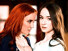 茶髪の, 娘, 指いじり, レズビアン, オマンコ, 赤毛, タトゥー, オッパイの