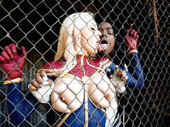 Éjaculation interne, Interracial, Latex, Cuir, Lesbienne, Caoutchouc, Cheveux courts, Nénés