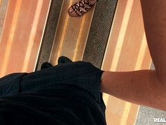 Amateur, Américain, Voiture, Seins naturels, De plein air, Pov, Chatte, Nénés