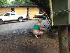 素人, ビーチ, ビキニ, ブロンド, 顔射, 彼女, オッパイの, 濡れ