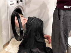 Step Sister Stuck In Washing Machine - Step Brother Calls Neighbour For Help