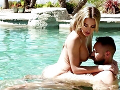 Fucking in the water and poolside with a hot blonde hoe