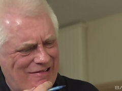 Roxy Sky soaks her panties waiting for this old ass dude to fuck her hard