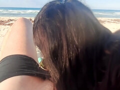 Пляж, Сперма во рту, Член, Латиноамериканки, Милф, На природе, От первого лица, На публике