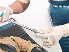 Nurse Latex Threesome Catheter Torment