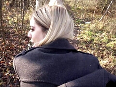 美女, フェラチオ, チン, ヨーロピアン, Hd, アウトドア, 公共, 現実