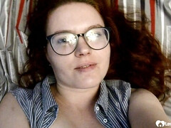 Mollig, Vingeren, Brillen, Huisgemaakt, Masturbatie, Roodharige vrouw, Slet, Alleen