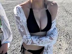 素人, 美女, ビキニ, 大学生, 中出し, 彼女, 日本人, プール
