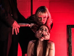 Blondine, Braunhaarige, Verein, Hundestellung, Party, Rasiert, Strapon, Titten