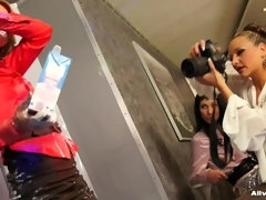 Comida, Satén, Secretaria, Medias largas, Mojado