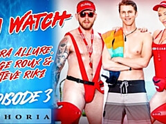 デカチン, バイセクシャル, ブロンド, バック, ゲイ, 3p男男女, オマンコ, 三人