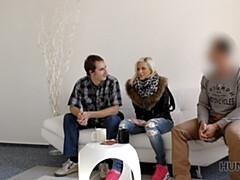 18 jaar, Blond, Pijpbeurt, Man die toekijkt, Tsjechisch, Gezichtspunt, Realiteit, Tiener