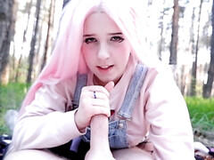 Sucer une bite, Éjaculer dans la bouche, De plein air, Suçant