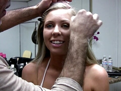 Blondine, Spermaladung, Hardcore, Hd, Lingerie, Im freien, Muschi, Titten