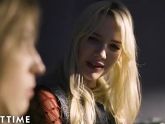 茶髪の, 毛深い, レズビアン, なめる, パンティ, オマンコ, ティーン