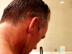 Kont, Badkamer, Grote mammen, Blond, Diep in de keel, Vingeren, Realiteit, Douche