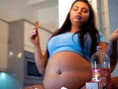 素人, お尻, デカパイ, 茶髪の, 巨乳な, デブ, フェティッシュ, 食べ物