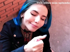 Cute Babe Public Blowjob Big Dick and Cum in Mouth Outside