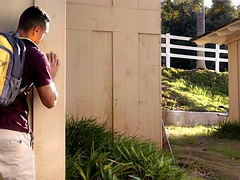 Hairy stud outdoors bareback banged by boyfriends cocksucker