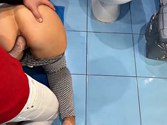 Mature MILF bent over and felt a cock in her ass. tight anal