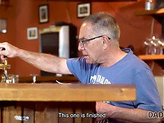 Amateur Teen Anna Rose gets a surprise from an Old Guy in a Bar