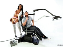 Kont, Grote mammen, Hondjeshouding, Zwart, Hakken, Ondergoed, Kousen, Tieten likken