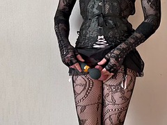 Schönheit, Fetisch, Lingerie, Masturbation, Transfrau, Solo, Spielzeuge, Vibrator