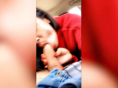 フェラチオ, 茶髪の, 車, 手コキする