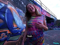 素人, 茶髪の, 浮気者, チェコ, チン, アウトドア, ピアス, 公共