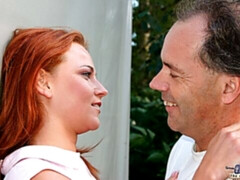 デカ尻, フェラチオ, 手コキする, なめる, アウトドア, 赤毛, ティーン, オッパイの