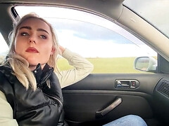 18 jaar, Enthousiasteling, Lieveling, Grote lul, Pijpbeurt, Auto, Gezichtspunt, Openbaar