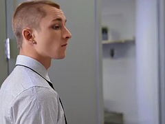 Men - Theo Brady bends over to get a good view of his computer but Alex Mecums cock is in his ass