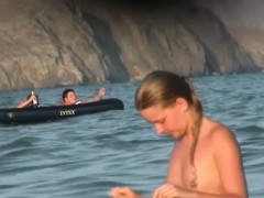 素人, お尻, ビーチ, ブロンド, 茶髪の, 乳首, アウトドア, パンティ