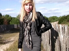 Lovely blondie decides to show her upskirt for the first time