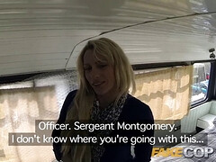 Brittany Bardot gets her tight ass drilled by a fake cop while on the bus