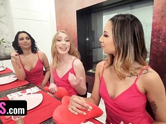 Horny Girls Kallie Taylor, Kimora Quin & Kiana Kumani Share One Fat Cock For Valentine's Day
