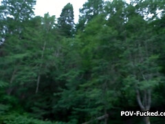 Fucking busty stranger in the nature by the river