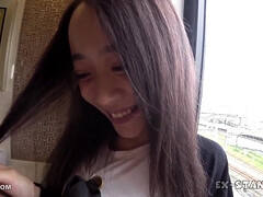 素人, アジア人, デカパイ, フェラチオ, 中出し, イく瞬間, 日本人