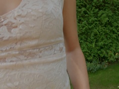 Blondine, Blasen, Besamung, Kleid, Flashen, Absätze, Lingerie, Im freien